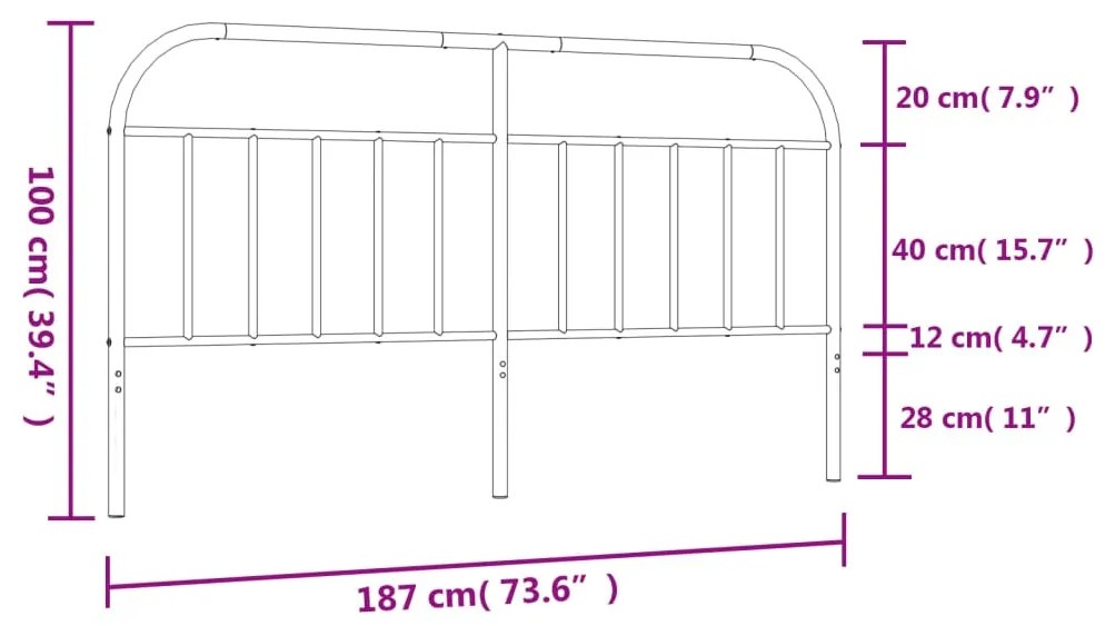 Cabeceira de cama 180 cm metal branco