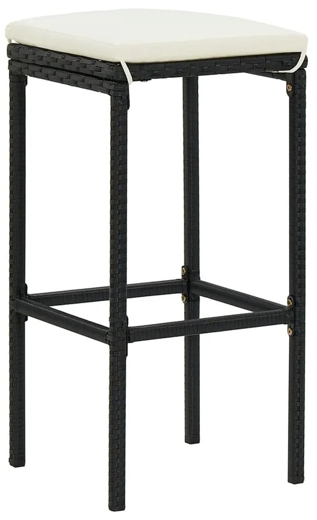 3 pcs conjunto de bar para jardim acácia maciça/vime PE preto