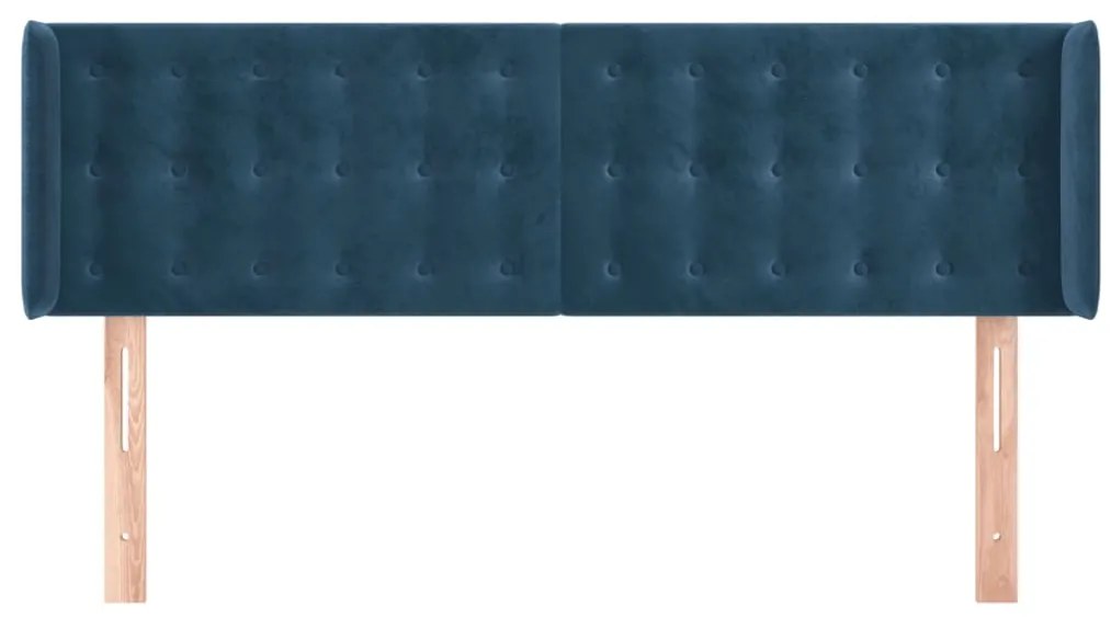 Cabeceira de cama c/ abas tecido 147x16x78/88cm azul-escuro