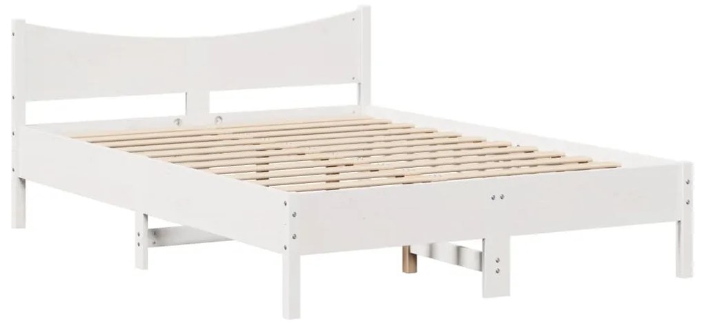 Estrutura de cama com cabeceira 160x200 cm pinho maciço branco