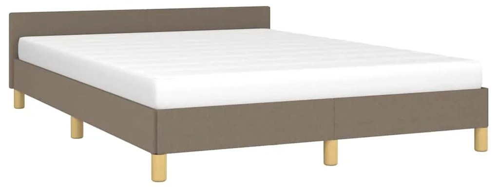 Cama sem colchão 140x190 cm tecido castanho-acinzentado