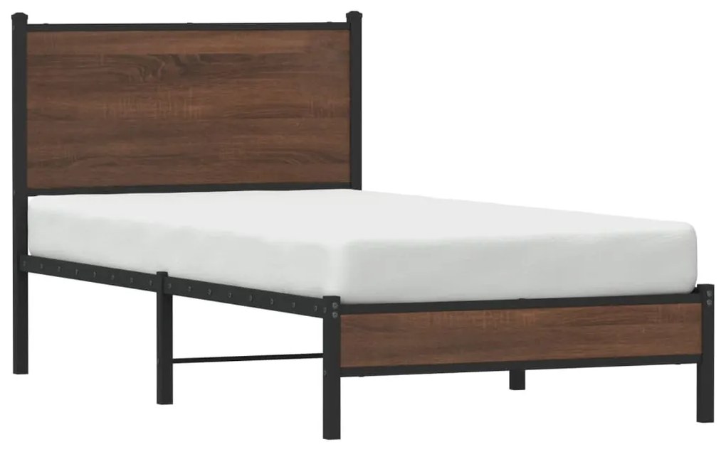 Estrutura de cama sem colchão 90x200 cm metal carvalho castanho