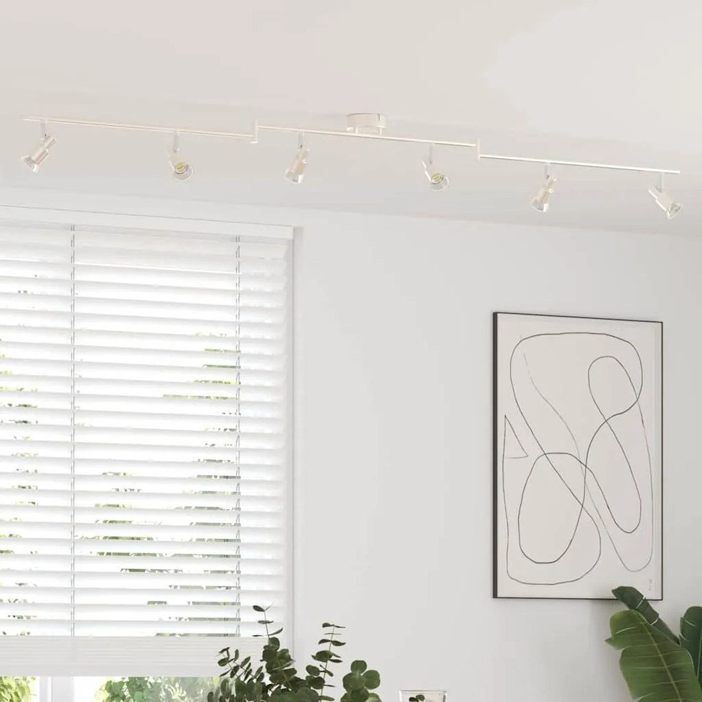 vidaXL Foco de teto com holofotes Níquel 176,5 x 9,5 x 14 cm Aço