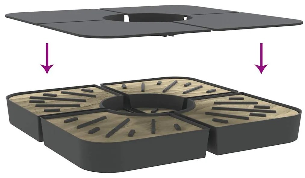 4 pcs conj. base para guarda-sol de suporte cruzado 100 kg PP