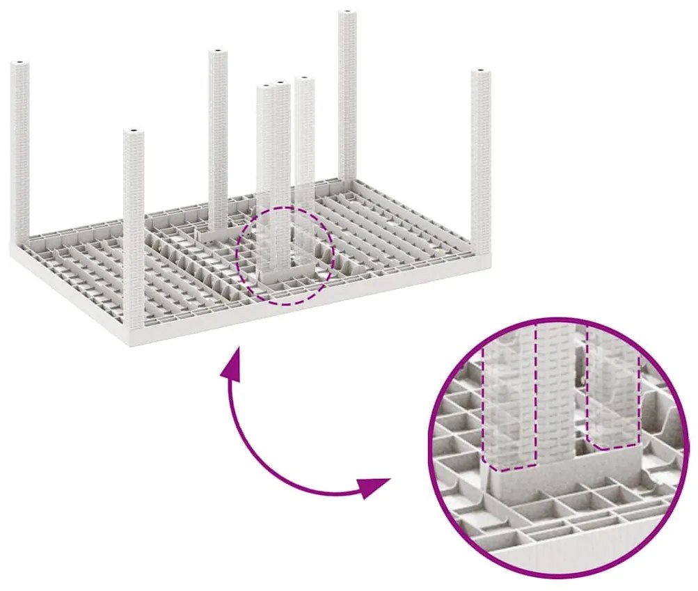 Conjunto de Jantar para Jardim 7 pcs Branco Rattan / Vime