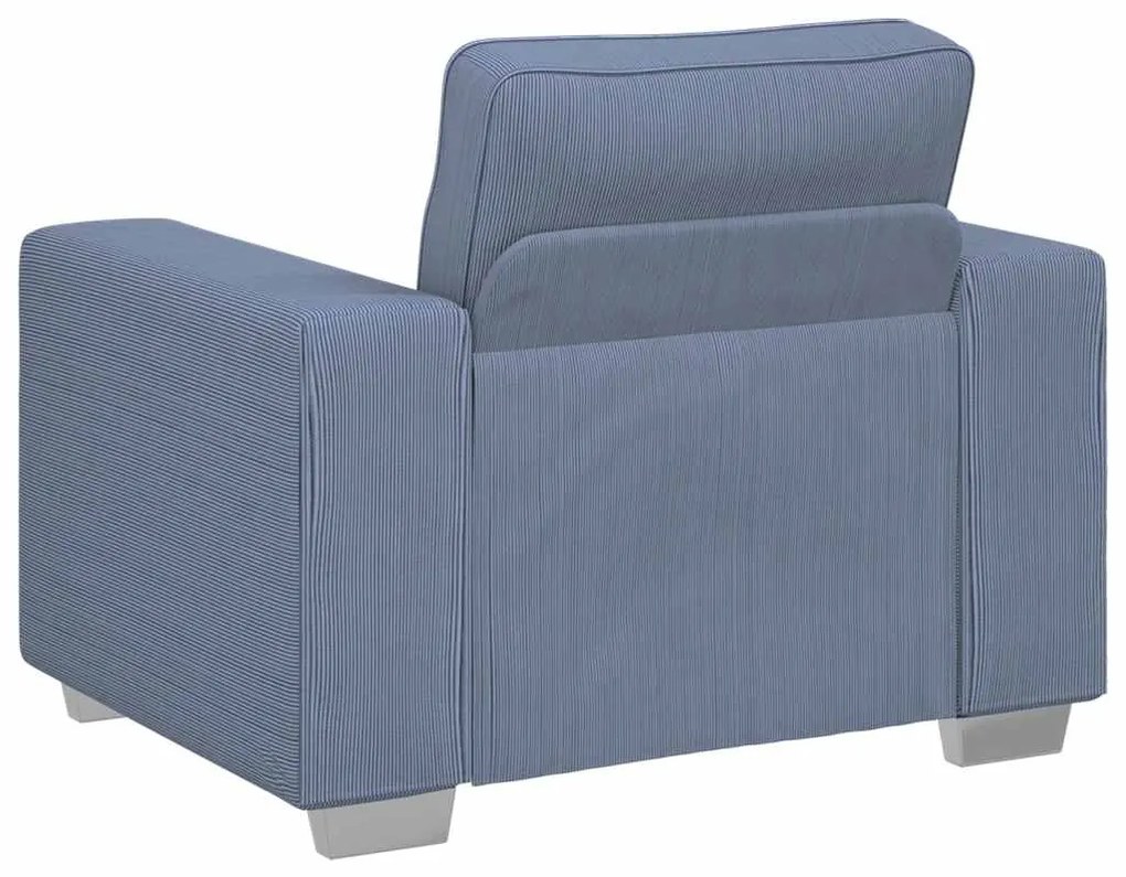 Poltrona tecido corduroy 60 cm azul