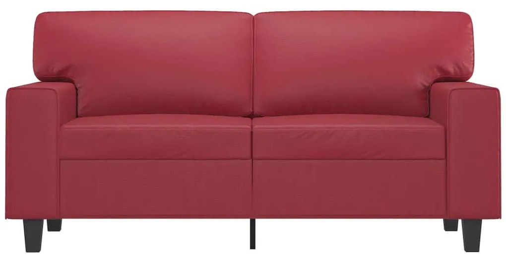 Sofá de 2 lugares 120 cm couro artificial vermelho tinto