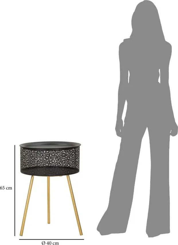 MESA DE CENTRO Ø 40X65 CM DOURADA E PRETA
