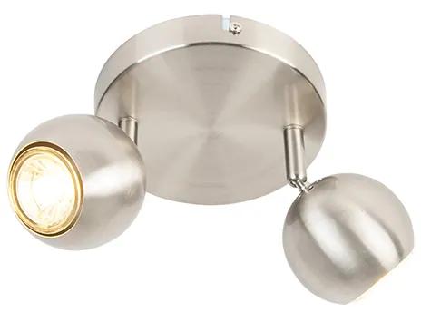 Foco redondo retro aço com placa de teto 2 lâmpadas - Gissi Moderno