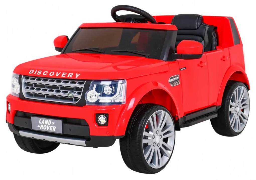 Carro elétrico para Crianças 12V Land Rover Discovery Rodas Eva, Assento de couro Vermelho