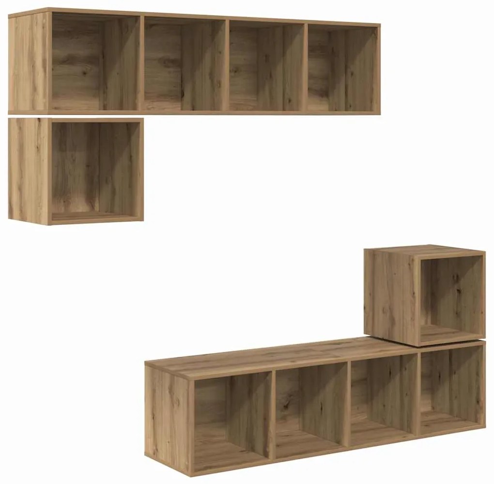 Conjunto de móvel de TV 4 pcs carvalho artisiano