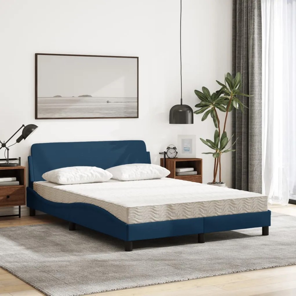 Cama com colchão 120x200 cm tecido azul