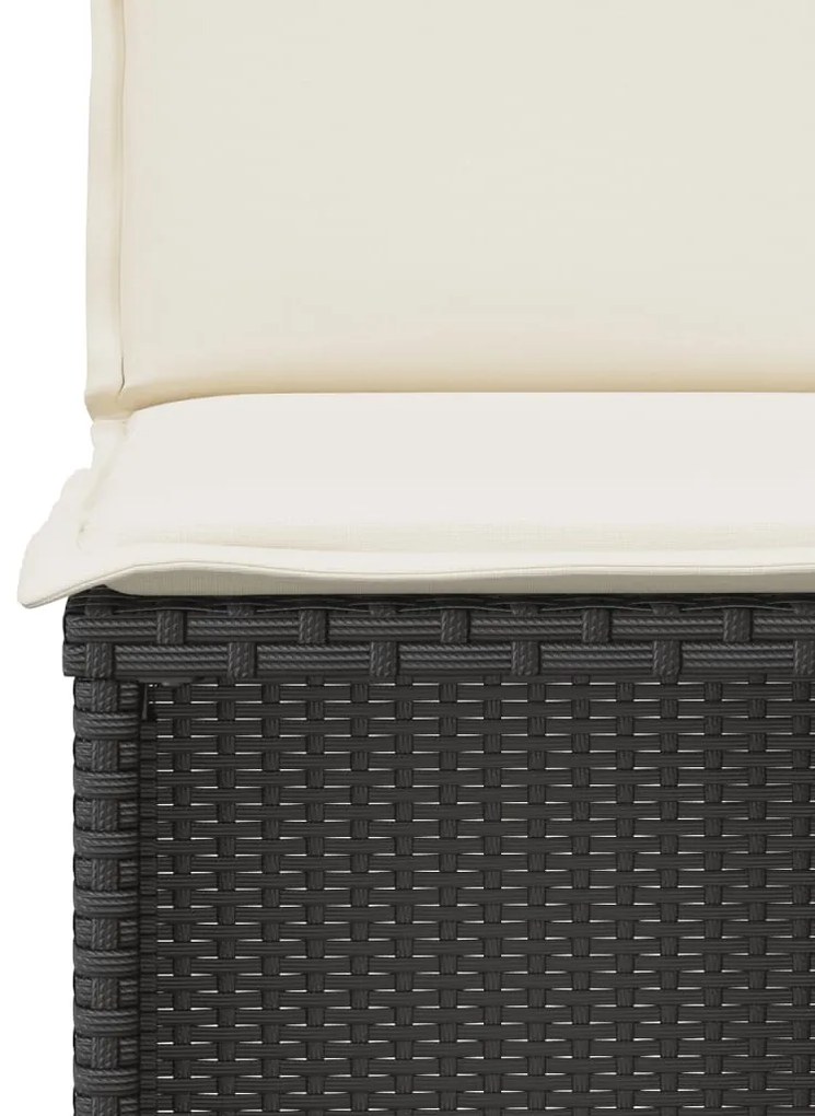 3 pcs conjunto de bistrô com almofadões vime PE preto