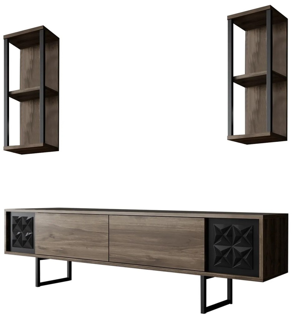 Conjunto de Mobiliário de Sala – Black Line Set – Nogueira e Preto
