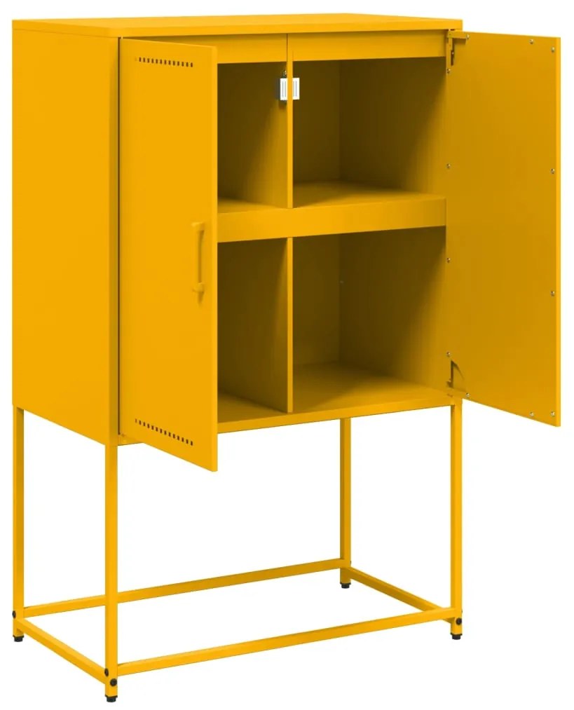 Aparador alto 68,5x38,5x107 cm aço amarelo mostarda