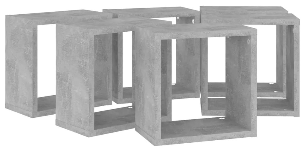 Prateleiras parede forma de cubo 6pcs 26x15x26 cm cinza cimento
