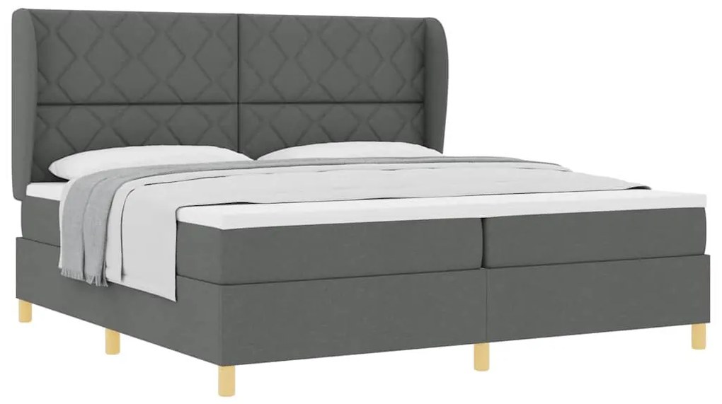 Cama Box Spring vidaXL com Colchão Cinza Escuro 200x200 cm Tecido