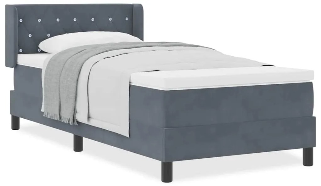 Cama Box Spring com Colchão VidaXL Cinza Escuro 90x190 cm Veludo