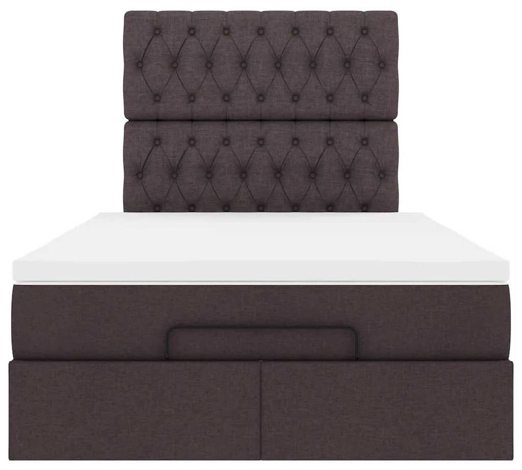 Estrutura de cama otomana com colchão 120x190cm castanho escuro