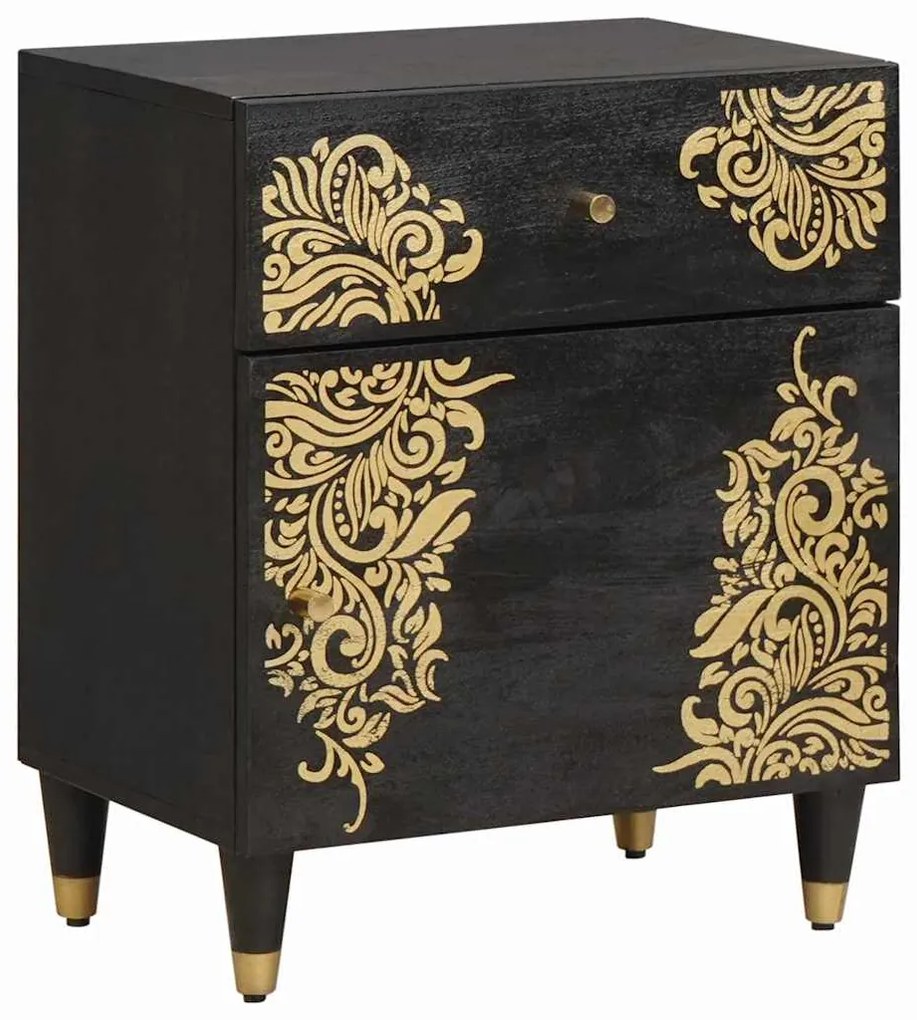 vidaXL Mesa de cabeceira com porta com gaveta Preto 50 x 33 x 60 cm