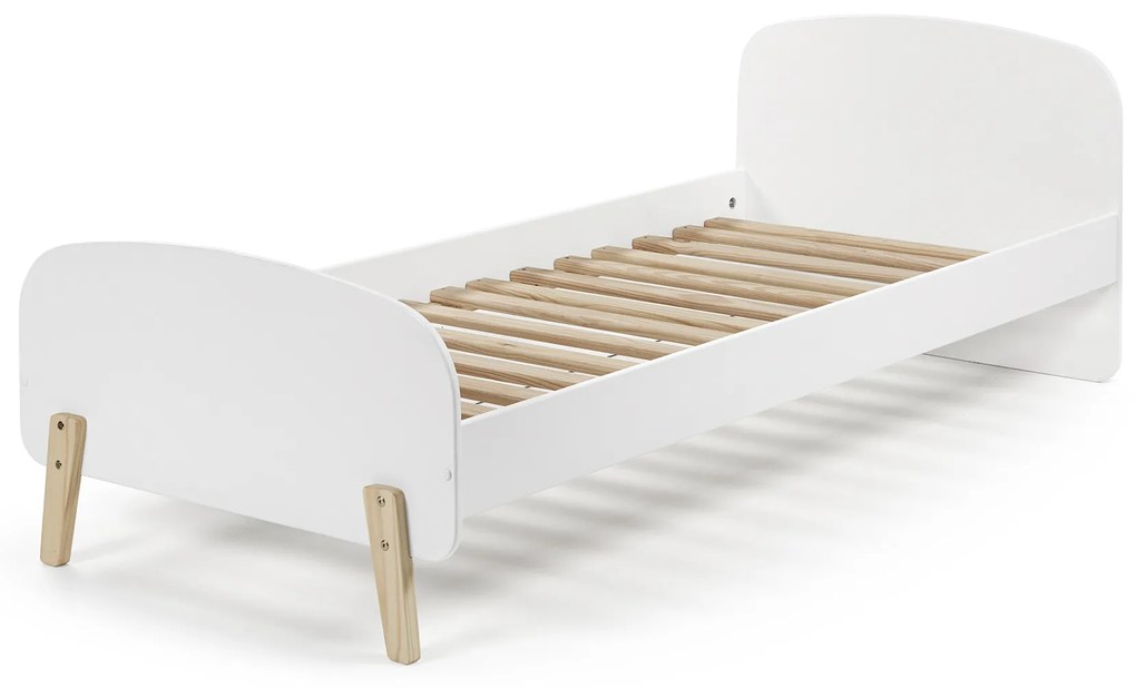 Conjunto cama infantil KIDDY (90x200) + Estrado + mesa de cabeceira Branca