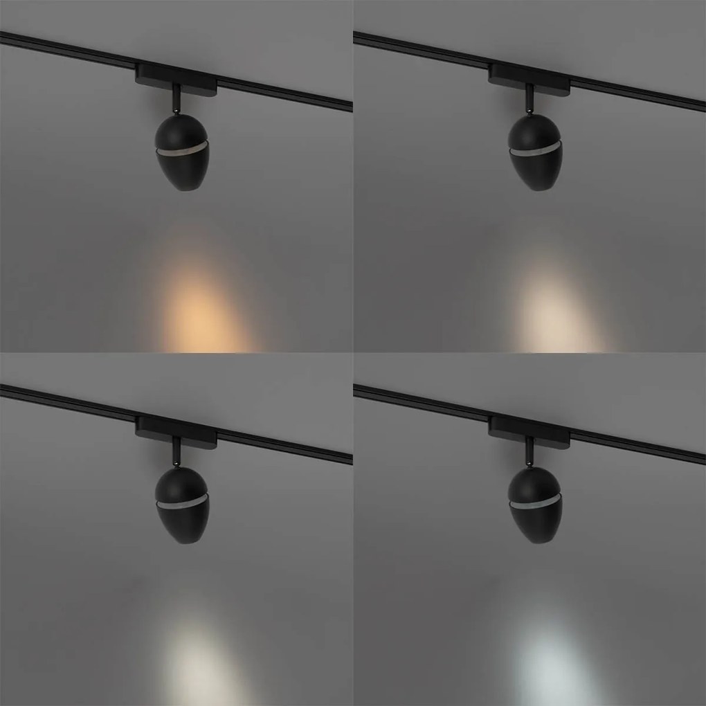 Foco Moderno Preto para Sistema de Trilho Monofásico c/ LED - Magnetic Eggy