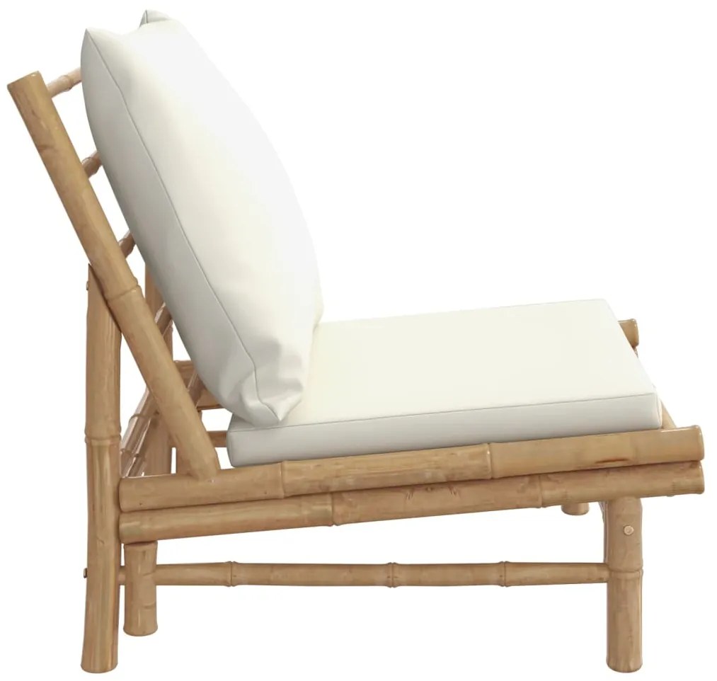 Cadeiras de jardim 2pcs bambu com almofadões branco nata
