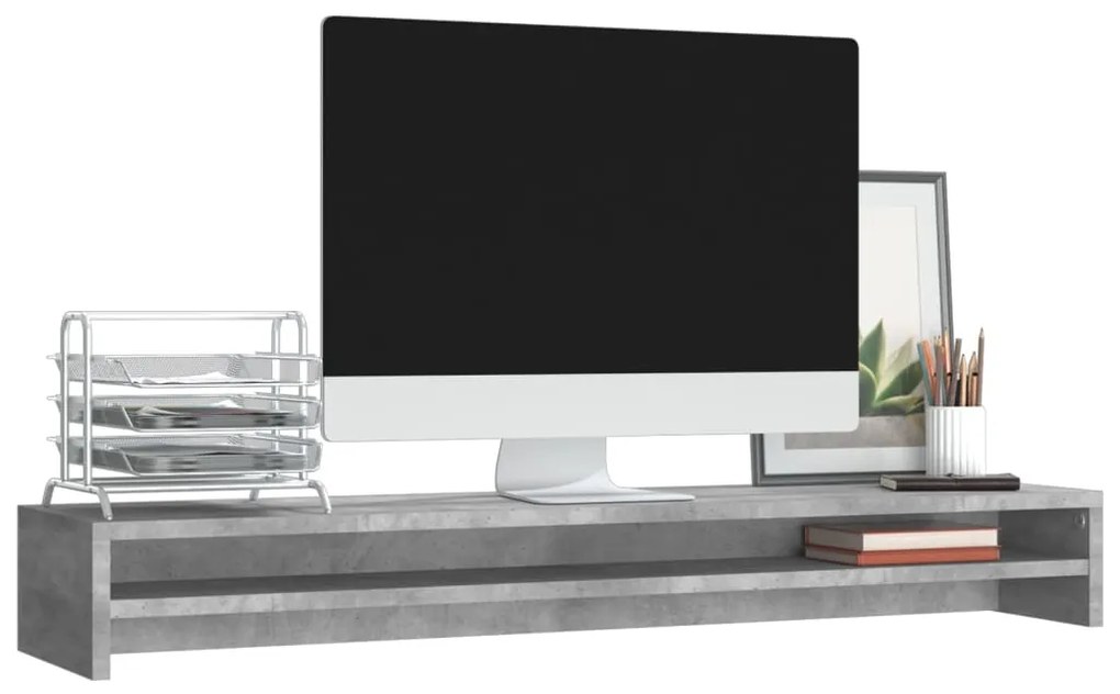 Suporte para monitor derivados de madeira cinzento cimento