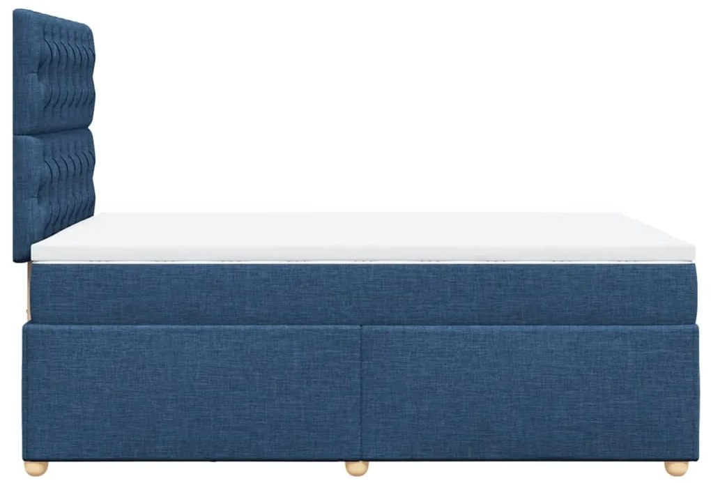 Cama boxspring com colchão 120x190 cm tecido azul