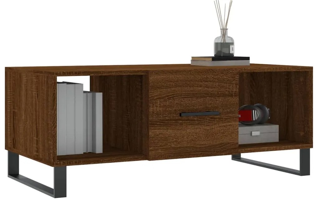 Mesa de centro 102x50x40 cm derivados madeira carvalho castanho