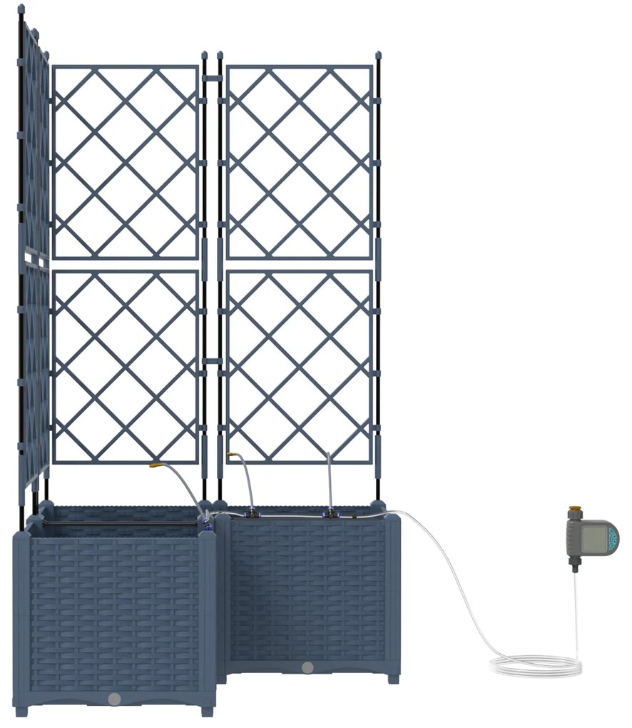 Jardineiras vidaXL com Sistema de Irrigação 3 pcs Cinza