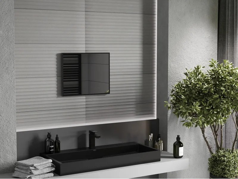 Mexen Loft espelho de casa de banho retangular 50 x 40 cm, moldura preta - 9852-050-040-000-70