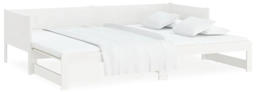 Estrutura sofá-cama de puxar pinho maciço branco 2x(90x190) cm