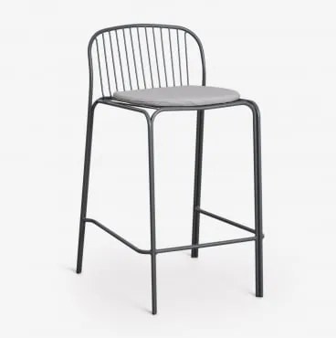 Taburete Alto De Jardim Em Aço Anerina Cinza Grafito & ↑65 Cm & Cinzento Areia - Sklum