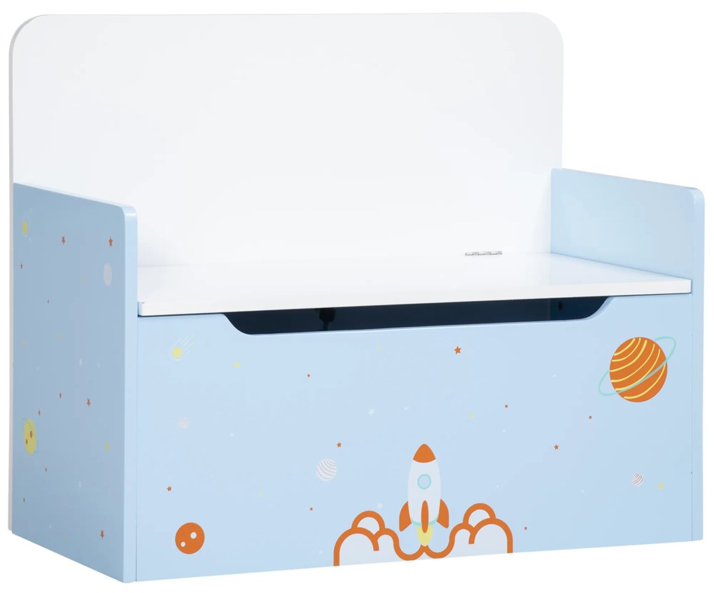Baú Infantil 2 em 1 Baú de Armazenamento Organizador de Brinquedos para Crianças acima de 18 Meses com Tampa de Fechamento Seguro para Dormitório Sala
