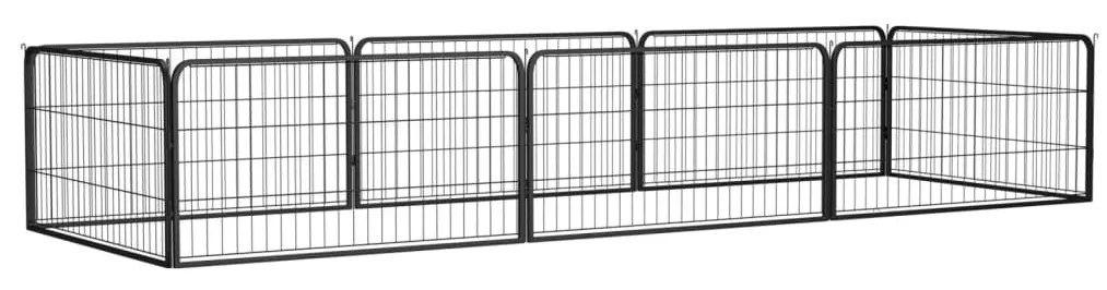 3115967 vidaXL Parque p/ cães c/ 8 painéis 100x50 cm aço revestido a pó preto
