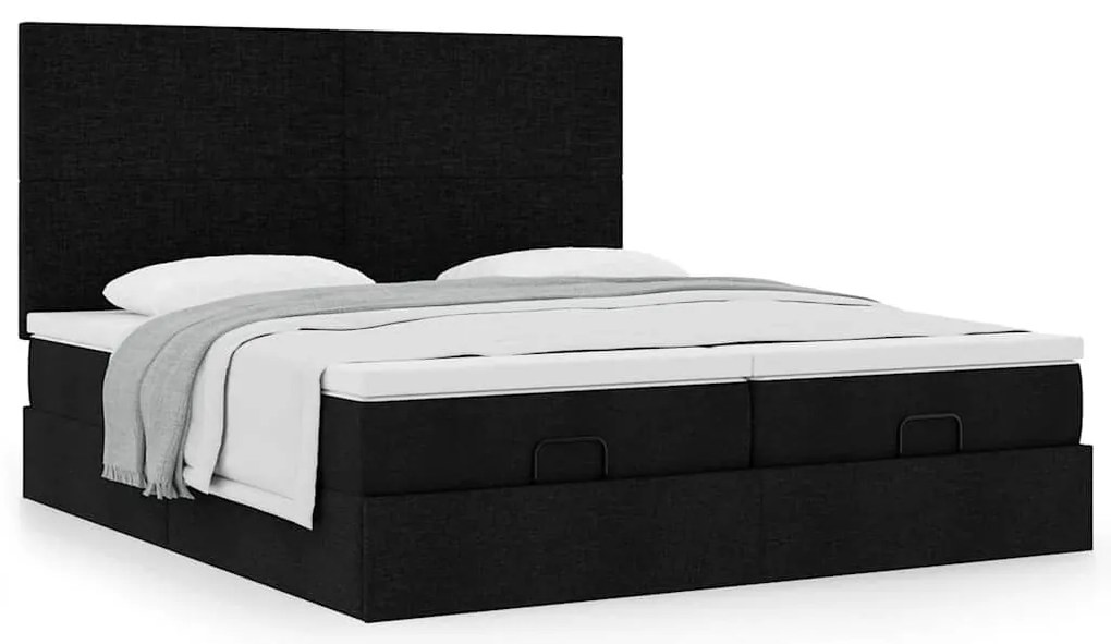 63 / 5,000vidaXL Estrutura de cama otomana com colchões tecido preto