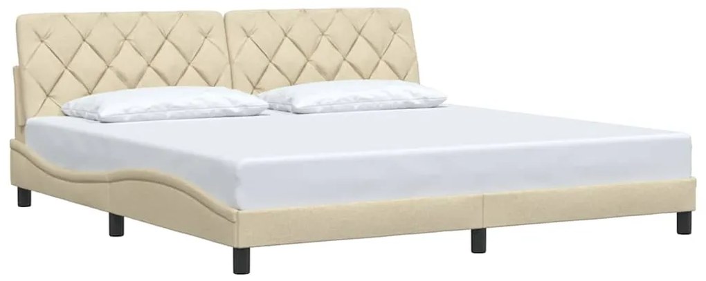 Estrutura de cama sem colchão 200x200 cm tecido cor creme
