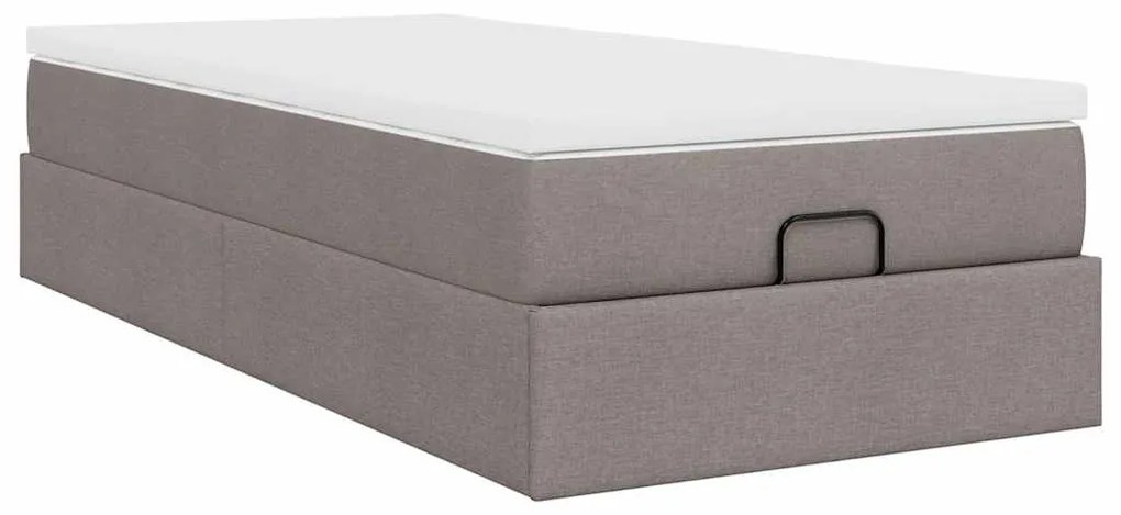 Estrutura de cama otomana com colchão tecido cinzento 100x200cm
