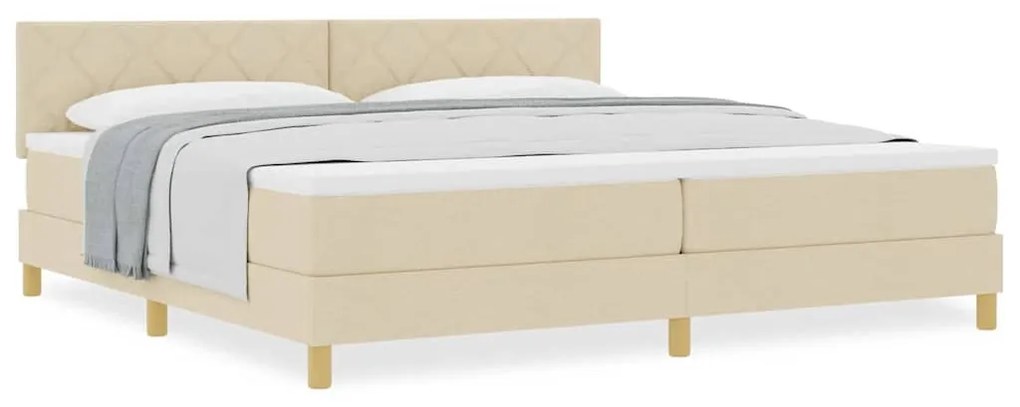 Cama Box Spring com Colchão Creme 200x200 cm Tecido