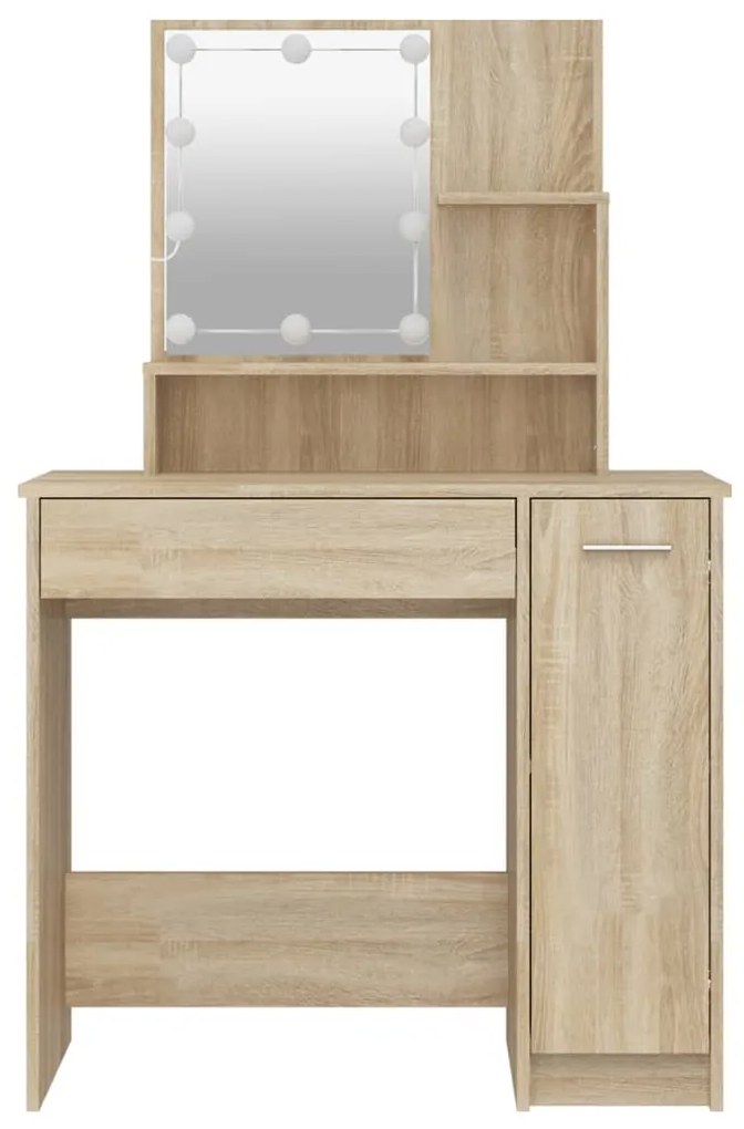 Toucador com LEDs 86,5x35x136 cm carvalho sonoma