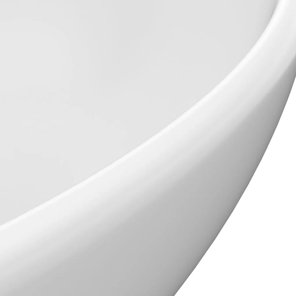 Lavatório luxuoso formato oval 40x33 cm cerâmica branco mate