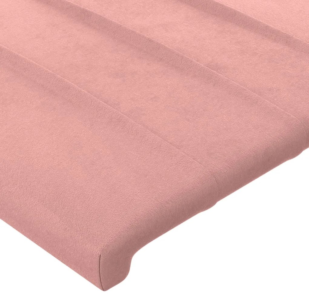 Cabeceira de cama c/ luzes LED veludo 203x16x78/88 cm rosa