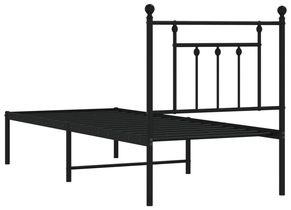 Estrutura de cama metal s/ colchão c/ cabeceira 75x190 cm preto