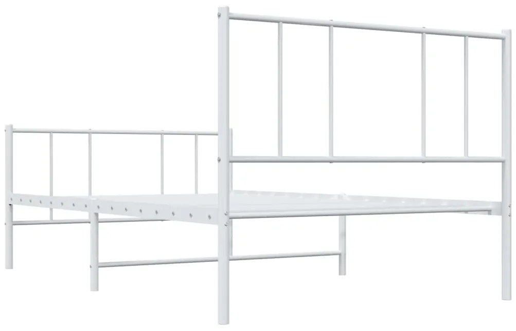 Estrutura de cama com cabeceira e pés 90x190 cm metal branco