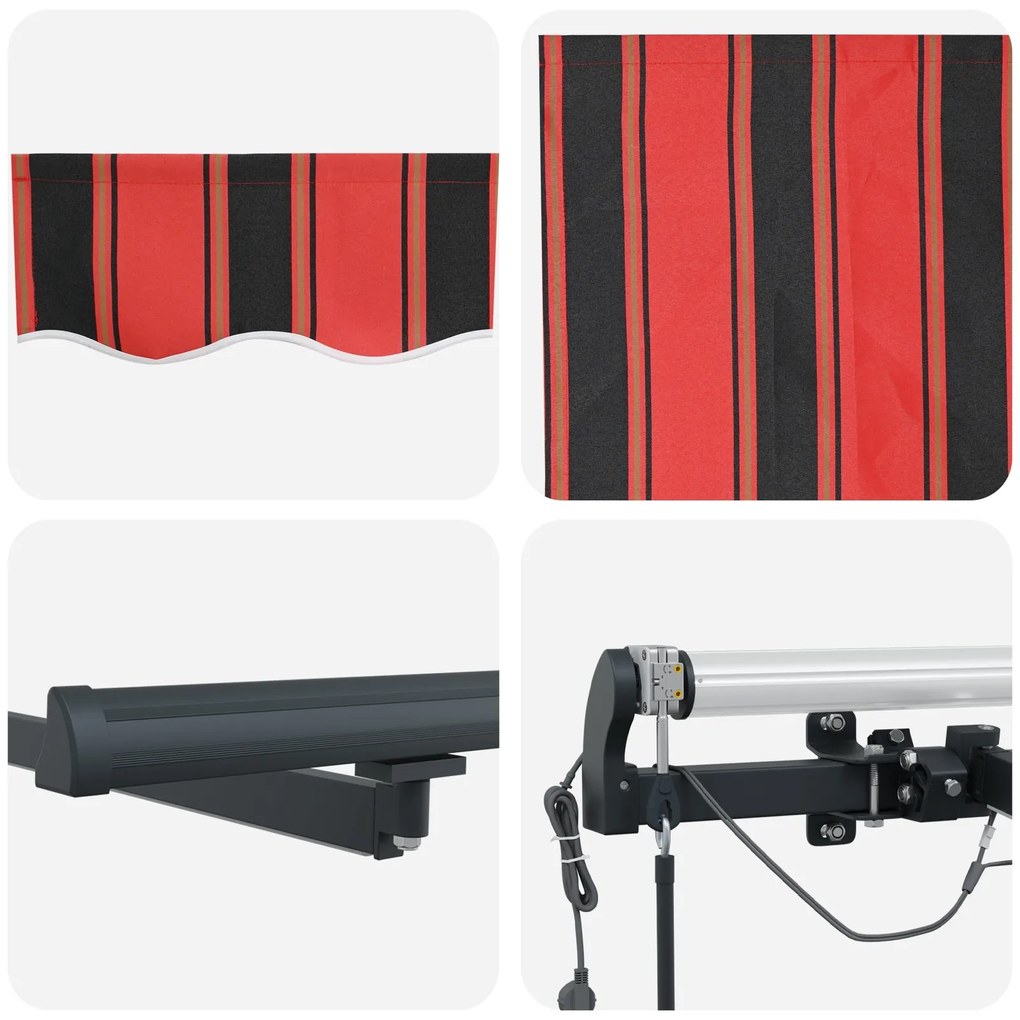 Toldo Retrátil Automático com LED em Laranja e Castanho, 500x300 cm