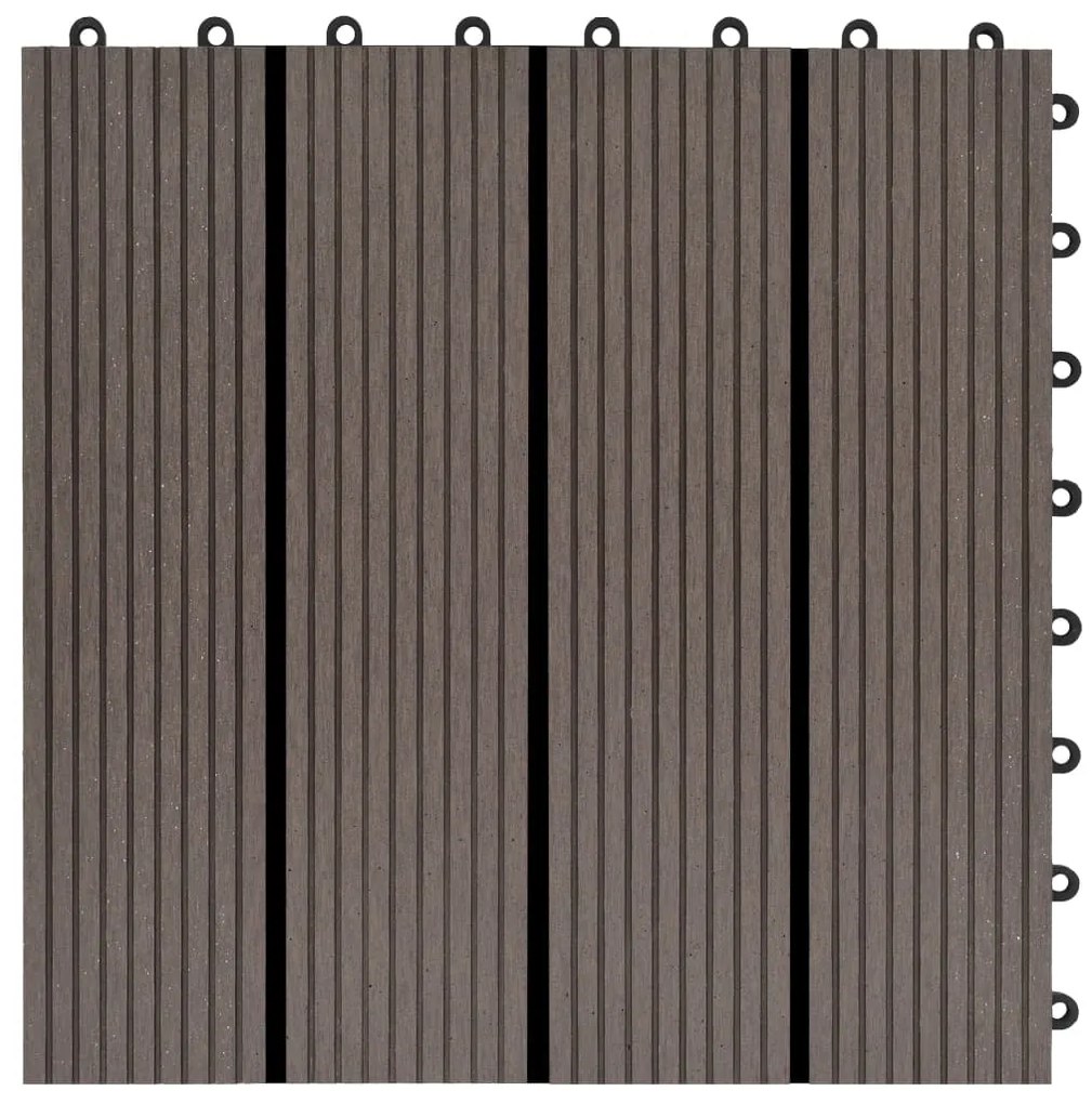 Ladrilhos de pavimento 22 pcs WPC 2m² 30x30 cm castanho-escuro
