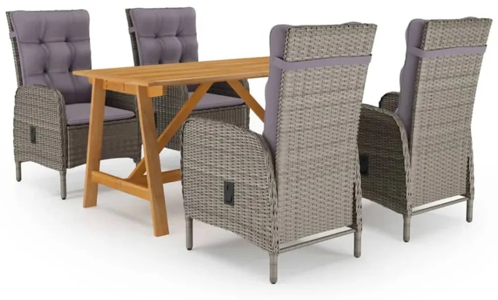 vidaXL 5 pcs conjunto de jantar para jardim cinzento