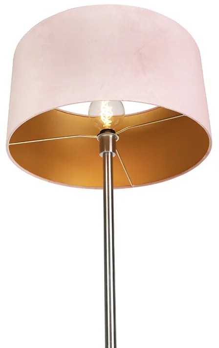 Candeeiro de pé em aço com cúpula cor-de-rosa 50 cm - Simplo