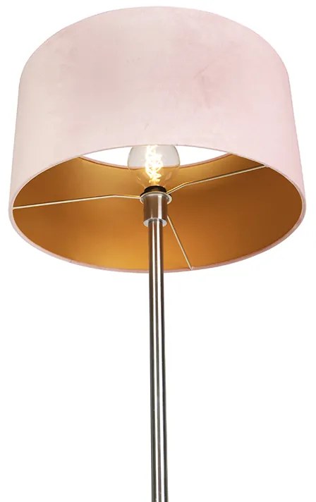 Luminária de pé em aço com abajur rosa 50 cm - Simplo Art Deco,Clássico / Antigo,Moderno